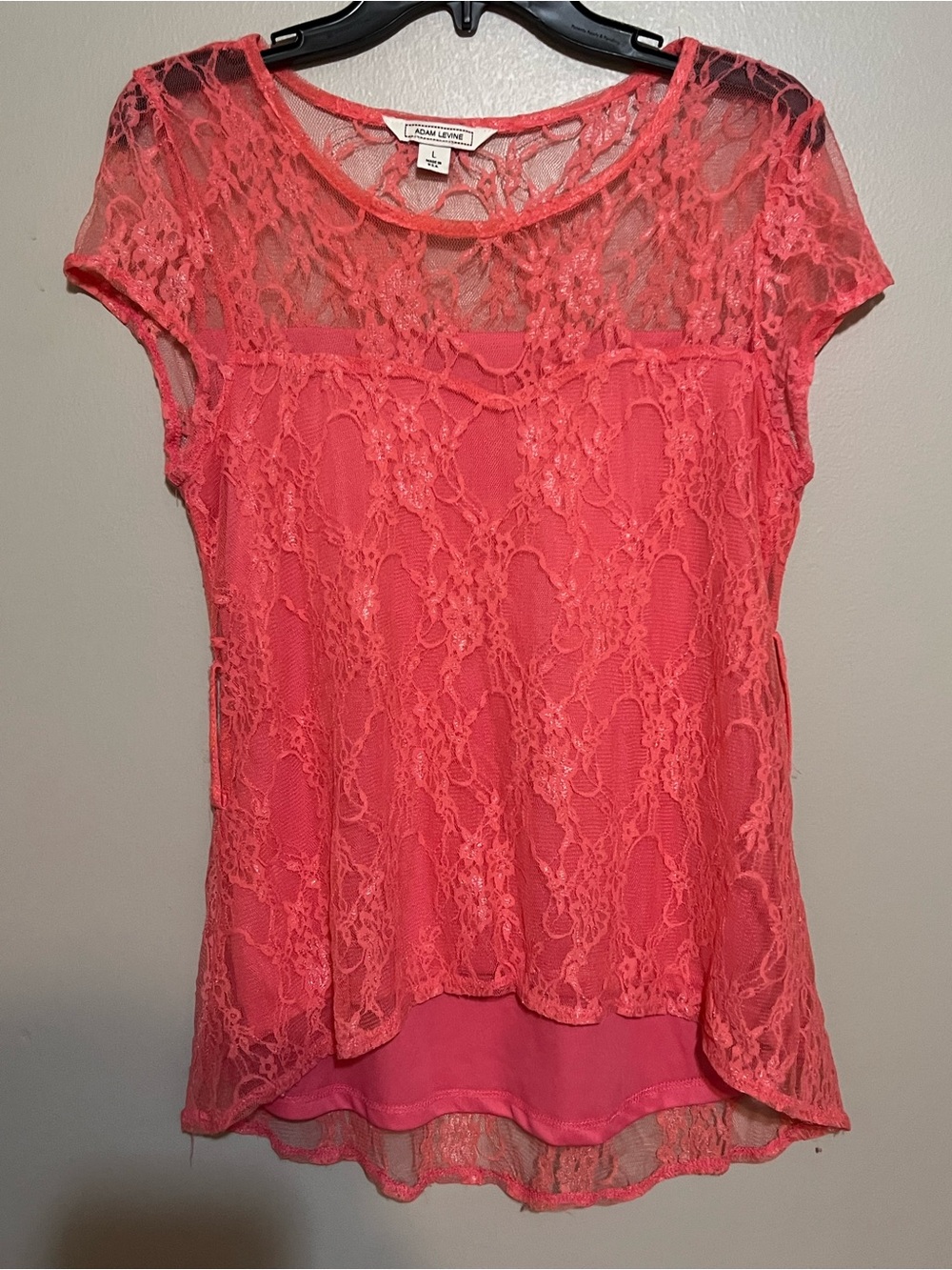 Adam Levine Collection Coral Lace Short Sleeve Blouse